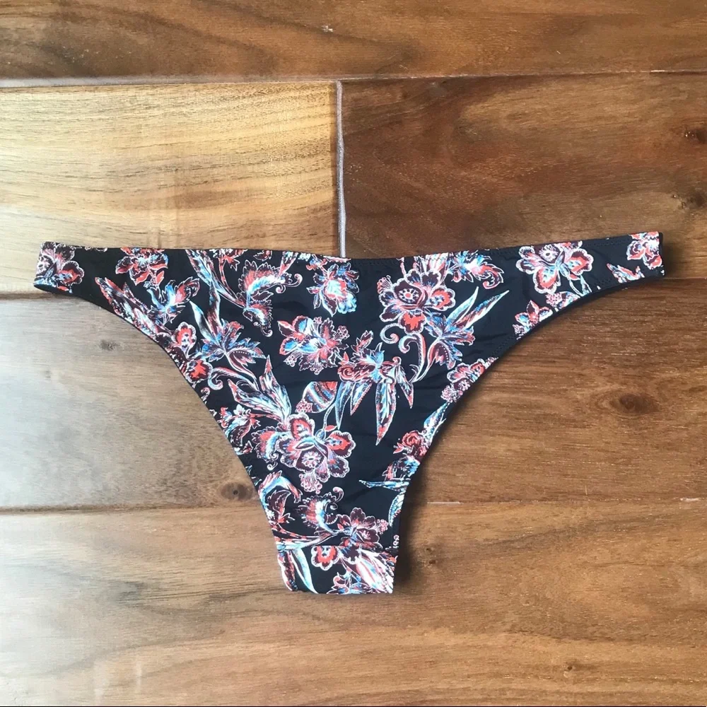 Free People Black and Orange Patterned Panty